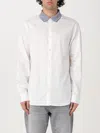 Armani Exchange Shirt With Contrast Stripe Collar In Beige