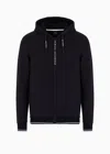 Armani Exchange Drawstring Zipped Hoodie In Blue