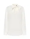 Armani Exchange Bow-collar Long Sleeve Blouse In Iso