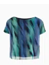 Armani Exchange Graphic-print Pleated T-shirt In Ocean Waves Print