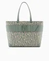 Armani Exchange Shopper Bag With Allover Contrasting Logo In Green