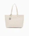 Armani Exchange Shopper Bag With Allover Logo In Sand
