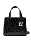 Armani Exchange Shopper Bag With Lettering Logo Print All-over In Nero