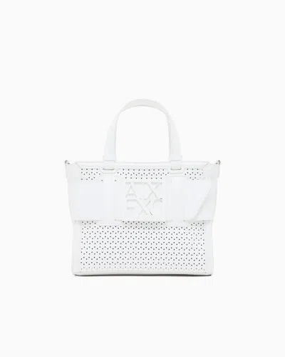 Armani Exchange Shopper In Monochrome Technical Fabric In Black