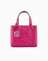 Armani Exchange Shopper With Logo Lettering Embossed All-over In Fuchsia