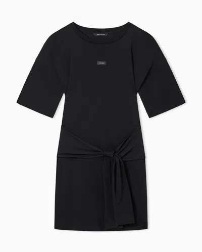 Armani Exchange Short Cotton Dress In Black
