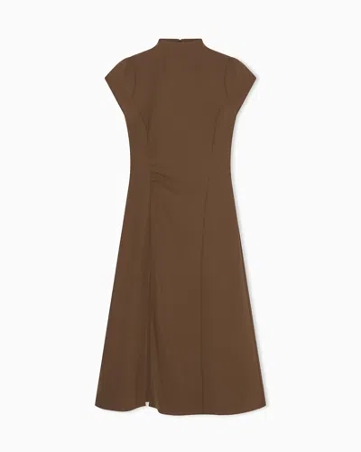 Armani Exchange Short Dress In Mixed Fabric In Brown