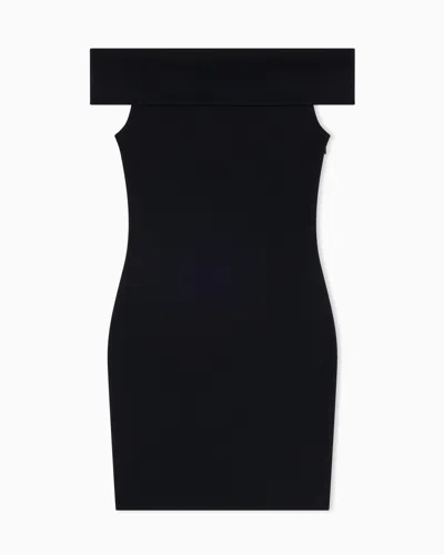 Armani Exchange Short Dress In Technical Fabric In Black