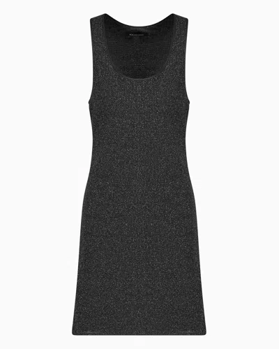 Armani Exchange Short Sheath Dress In Lurex Fabric In Black