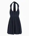 Armani Exchange Asv Short Dress With Bow In Navy Blue