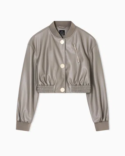 Armani Exchange Short Faux Leather Jacket In Brown