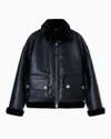 Armani Exchange Short Faux Shearling Jacket In Black
