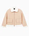 Armani Exchange Short Faux Shearling Jacket In Neutral