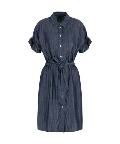 Armani Exchange Short Sleeve Dress In Blue