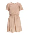 Armani Exchange Ruffled-overlay Dress In Neutral