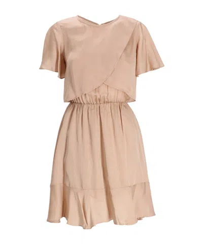 Armani Exchange Short Sleeve Dress In Neutral