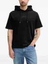 Armani Exchange Short-sleeve Hooded Sweater In Black