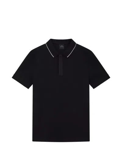 Armani Exchange Short-sleeve Polo Shirt In Black