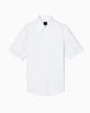 Armani Exchange Short-sleeved Cotton Jacquard Shirt In White