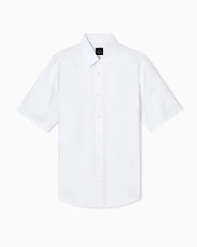 Armani Exchange Short-sleeved Cotton Jacquard Shirt In White