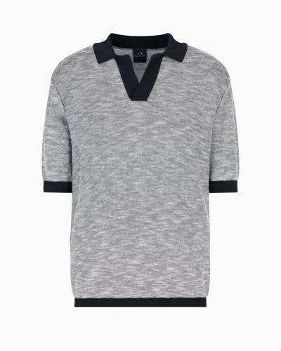 ARMANI EXCHANGE SHORT-SLEEVED KNITTED POLO IN MELANGE COTTON
