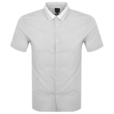 Armani Exchange Short Sleeved Stripe Shirt Grey In Gray