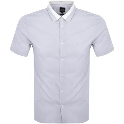 Armani Exchange Short Sleeved Stripe Shirt White In Gray