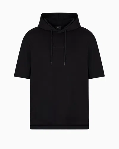 Armani Exchange Short-sleeved Sweatshirt With Logo In Black
