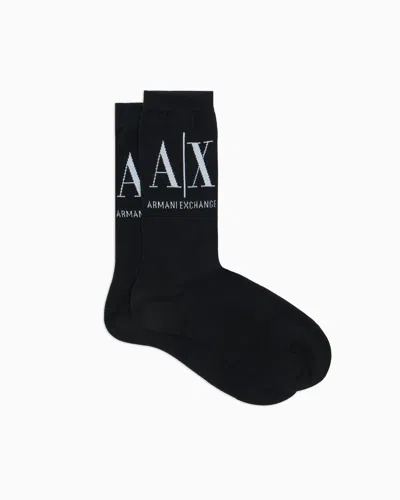 Armani Exchange Short Socks With Logo In Black