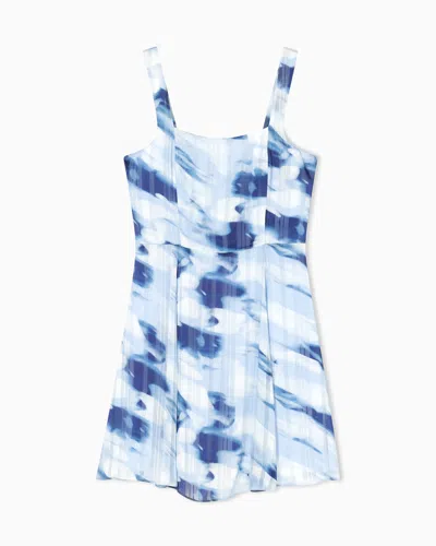 Armani Exchange Short Striped Dress In Blue