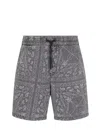 Armani Exchange Cotton And Linen Bermuda Shorts With Kaleidoscope Print