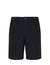 Armani Exchange Bermuda Shorts In Stretch Gabardine In Deep Navy