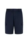 Armani Exchange Cotton Cargo Shorts In Deep Navy