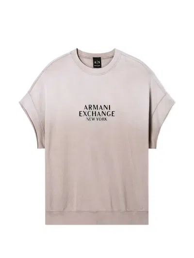 Armani Exchange Short-sleeved Sweatshirt In Neutral