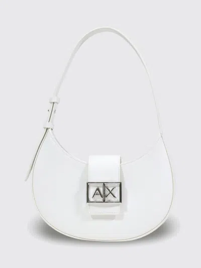 Armani Exchange Hobo Shoulder Bag With Metal Logo In White