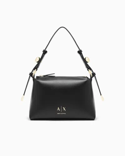 Armani Exchange Shoulder Bag In Coated Fabric In Black