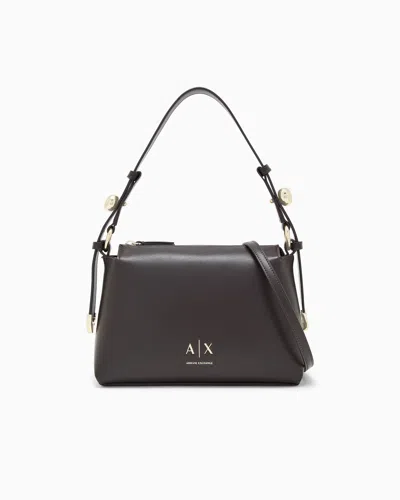 Armani Exchange Shoulder Bag In Coated Fabric In Brown