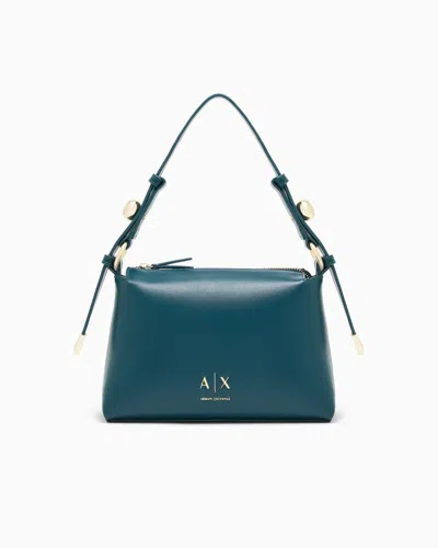 Armani Exchange Shoulder Bag In Coated Fabric In Green