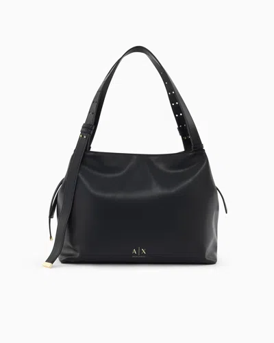 Armani Exchange Shoulder Bag In Technical Fabric In Black