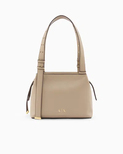 Armani Exchange Shoulder Bag In Technical Fabric In Neutral