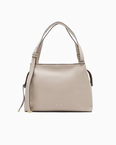 Armani Exchange Shoulder Bag In Technical Fabric In Sand