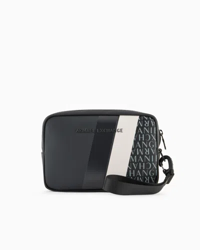 Armani Exchange Shoulder Bag With Contrasting Band In Navy Blue