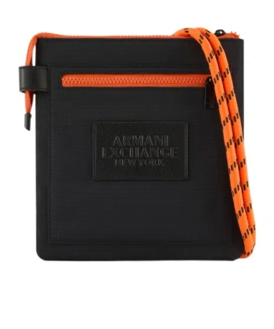 Armani Exchange Ripstop Logo-patch Shoulder Bag In Black