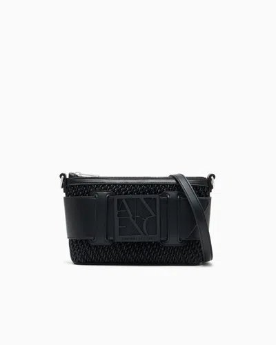 Armani Exchange Shoulder Bag With Embossed Finish In Black