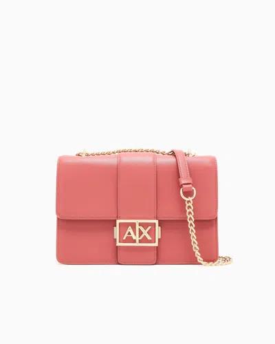 Armani Exchange Shoulder Bag With Metal Logo In Pink