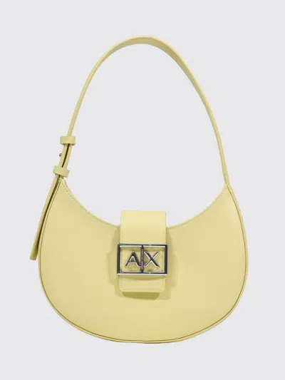 Armani Exchange Hobo Shoulder Bag With Metal Logo In Yellow