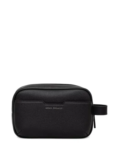 Armani Exchange Side-handle Wash Bag In Black