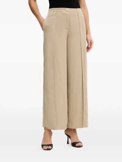 Armani Exchange Side-slit Pleated Trousers In Neutral