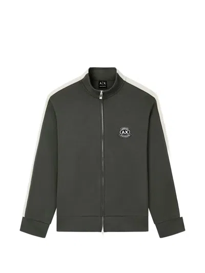 Armani Exchange Side-stripe Zip-up Sweatshirt In Gray