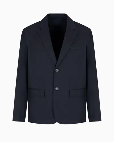 Armani Exchange Single-breasted Cotton Twill Jacket In Black
